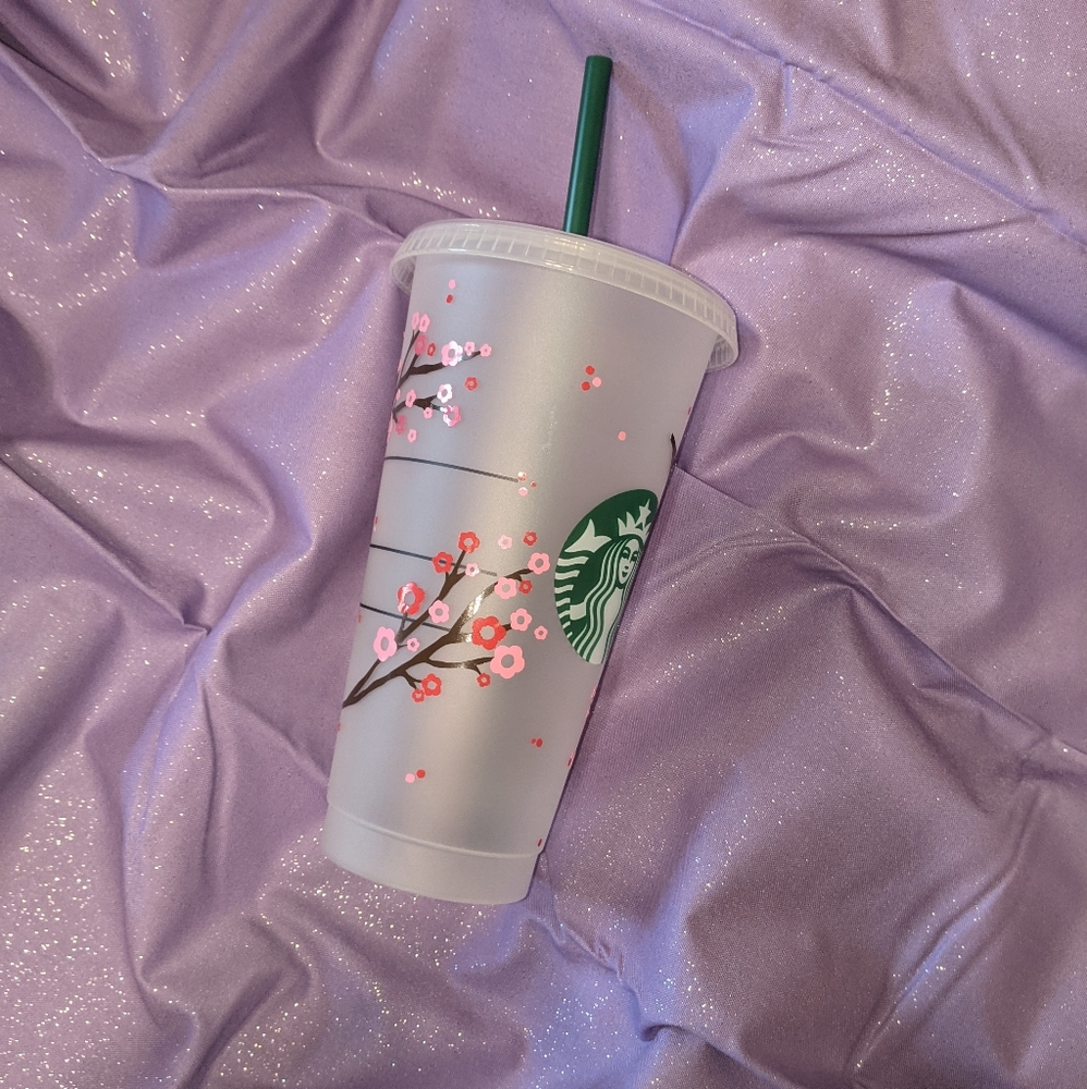 cherry blossom inspired starbucks cup tumbler - Picture 7 of 8